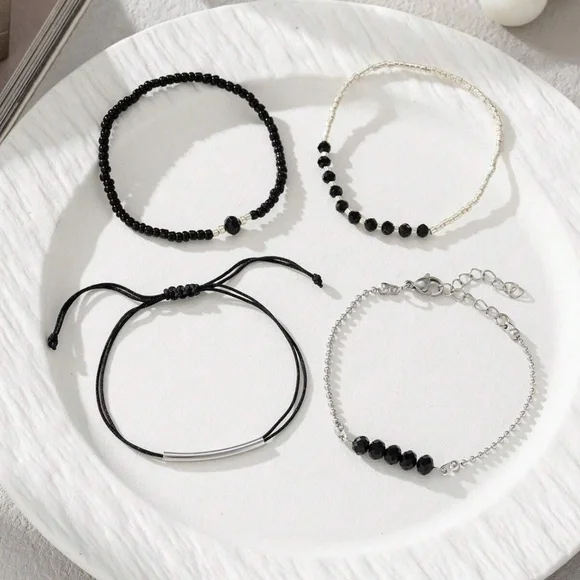 Boho Silver Tone Beaded Bracelet Set - Picture 2 of 4